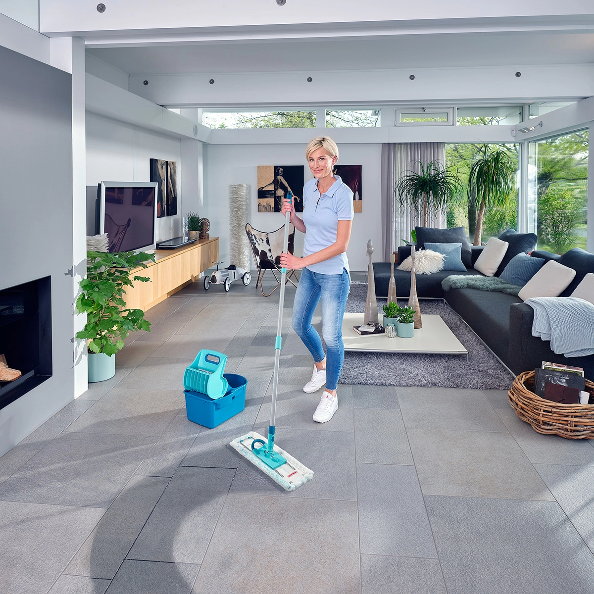 Набор для влажной уборки Leifheit Profi Compact: ведро с прессом для отжима и швабра фото 5
